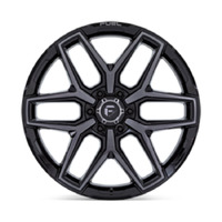 FUEL Off-Road Flux Gloss Black Brush Fc Gray Ddt Wheels (18x9 +1)  [WHEEL KIT, QTY: 4]