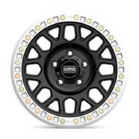 KMC Km234 Grenade Desert Beadlock Satin Black Wheels (17x8.5 +0)  [WHEEL KIT, QTY: 4]