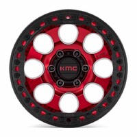 KMC Km237 Riot Beadlock Candy Red W/ Satin Black Ring Wheels (17x8.5 +0)  [WHEEL KIT, QTY: 4]