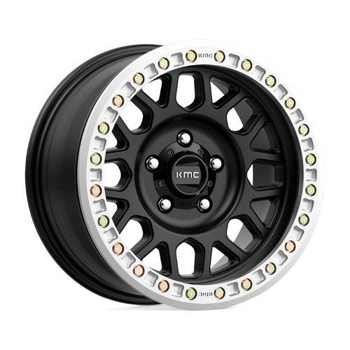 KMC Km234 Grenade Desert Beadlock Satin Black Wheels (17x8.5 +0)  [WHEEL KIT, QTY: 4]