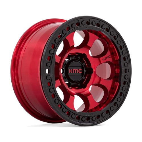 KMC Km237 Riot Beadlock Candy Red W/ Satin Black Ring Wheels (17x8.5 +0)  [WHEEL KIT, QTY: 4]