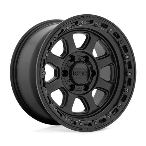 KMC KM548 Chase Satin Black W/ Gloss Black Lip Wheels (20x9 +18)  [WHEEL KIT, QTY: 4]