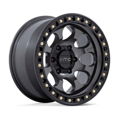 KMC Km550 Riot Sbl Anthracite W/ Satin Black Lip Wheels (17x8.5 +10)  [WHEEL KIT, QTY: 4]