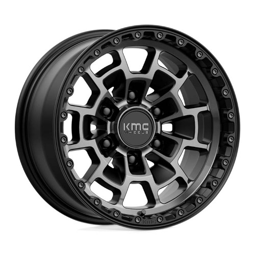 KMC KM718 Summit Satin Black W/ Gray Tint Wheels (17x8.5 +18)  [WHEEL KIT, QTY: 4]