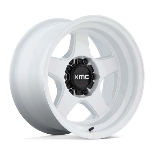 KMC KM728 Lobo Gloss White Wheels (17x8.5 +18)  [WHEEL KIT, QTY: 4]